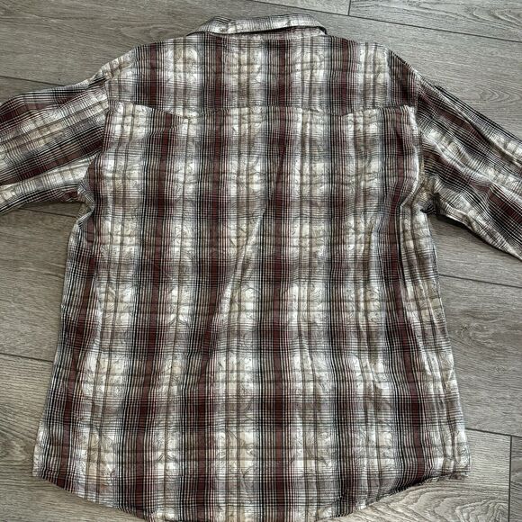 Wrangler Retro Pearl Snap Long Sleeve Western Shirt Brown Size Mens 2XL XXL Flaw - Picture 9 of 10
